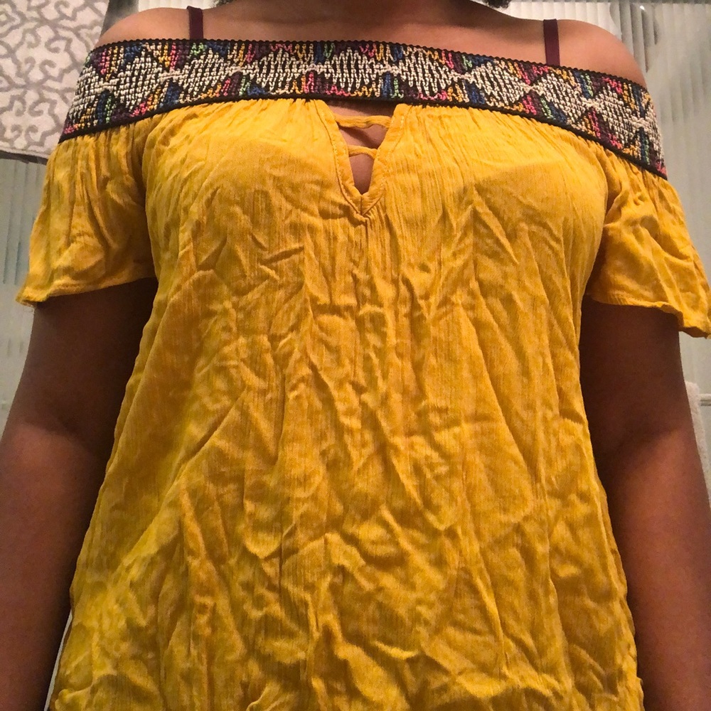 Strapless Mustard Blouse